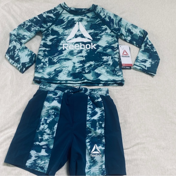 Reebok Toddler Boys Long Sleeve Rashguard and Swim Trunks Set with UPF 50+, - Picture 4 of 11